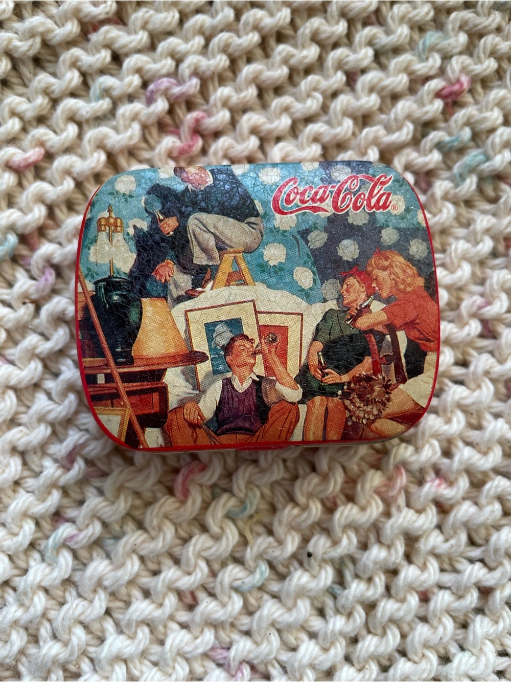 Coca-Cola Red Rectangular Tin with White Label